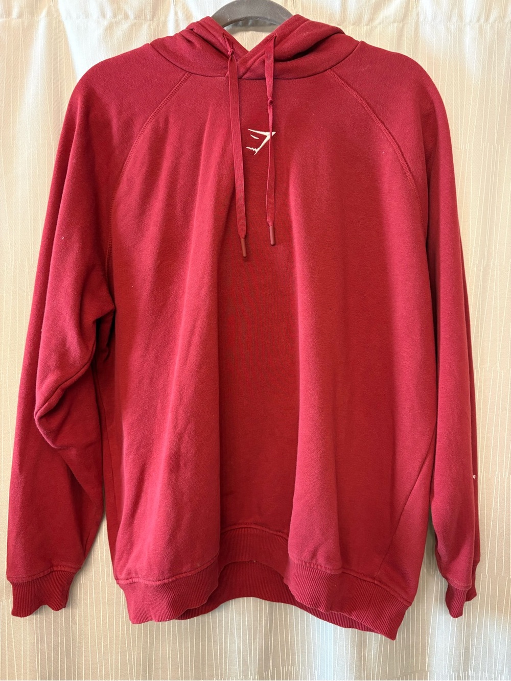Gymshark Men's Burgundy Crewneck Sweatshirt with Hood